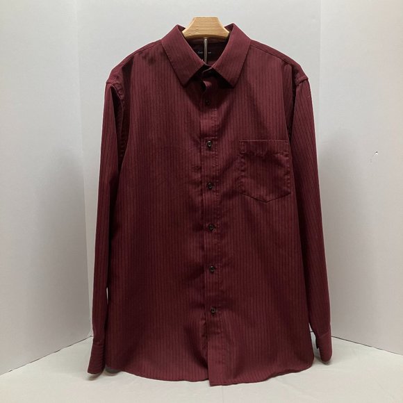 Croft & Barrow Mens Dark Red‎ Long Sleeve Button Up Shirt Size L - Picture 1 of 5